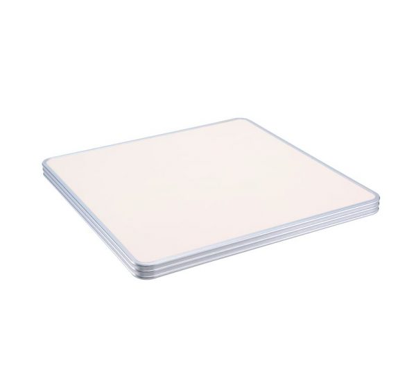 compact table top with silver effect bistro edge square shape